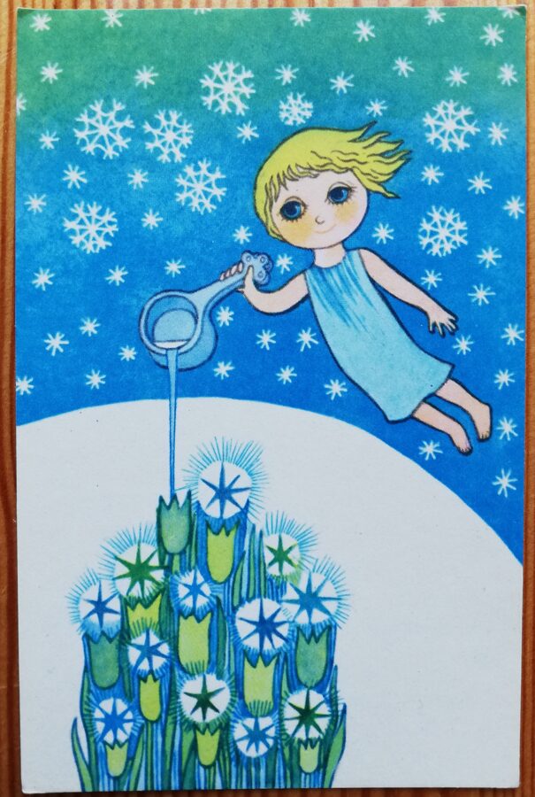Jaungada pastkarte "Laimīgo Jauno gadu!" 9 * 14 cm 1980. gada PSRS perioda suvenīrs.