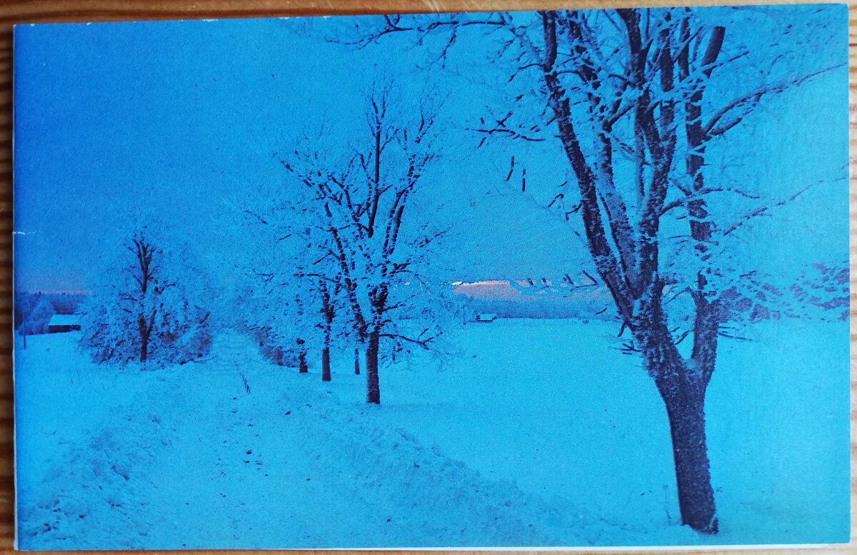 Jaungada apsveikuma pastkarte "Ziemas mežs" 14 * 9 cm 1986. gada PSRS perioda suvenīrs.