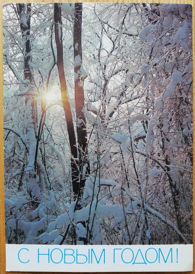 Jaungada pastkarte "Laimīgo Jauno gadu!" Ziemas mežs 10,5 * 15 cm 1987. gada PSRS perioda suvenīrs.