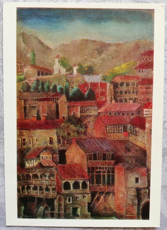 Elena Akhvlediani 1976. gads "Aizgājis Tbilisi; 1927" mākslas pastkarte 10,5x15 cm 