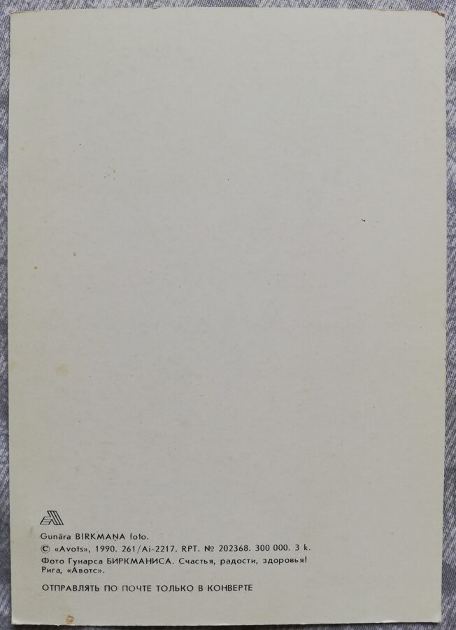 Apsveikuma kartiņa "Grozs ar liepziediem un zemenēm" 1990. gada "Ziedi" 10,5x15 cm. Foto: Gunars Birkmanis
