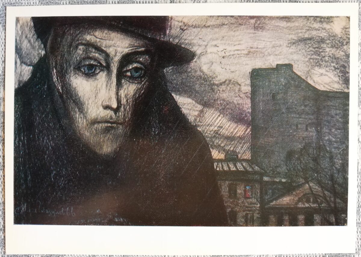 Iļja Glazunovs 1971 "Idiots" kņazs Myškins pie Rogožina mājas Mākslas pastkarte 15x10,5 cm