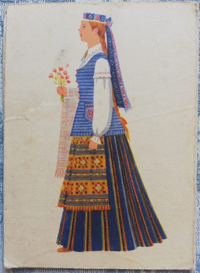 Lietuviešu tautas tērps. Tautas tērps Kaps. 1960. gada pastkarte 10,5x14,5 cm  