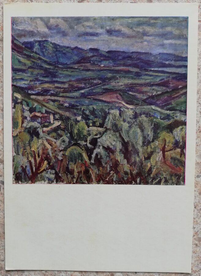Vladas Eydukevicius 1968 Landscape of Corsica 10,5x14,5 art postcard 