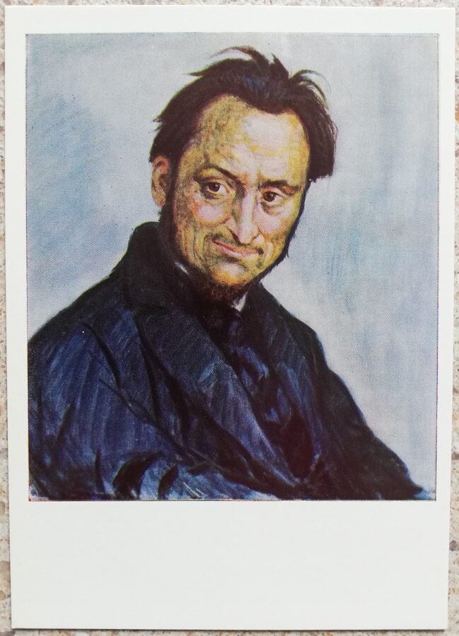 Petras Kalpokas 1966 Ignasa Šlapjalisa portrets 10,5x15 cm mākslas pastkarte 