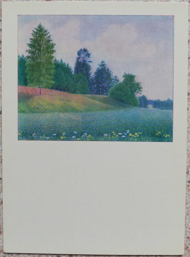 Lidija Meškaitīte 1969 Auzas 10,5x14,5 cm mākslas pastkarte 