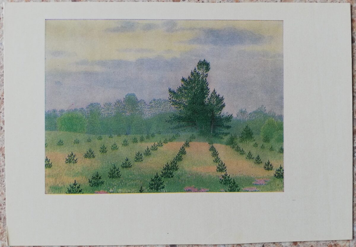 Lidija Meškaitīte 1969 gads Silam trokšņot šeit 14,5x10,5 cm mākslas pastkarte 
