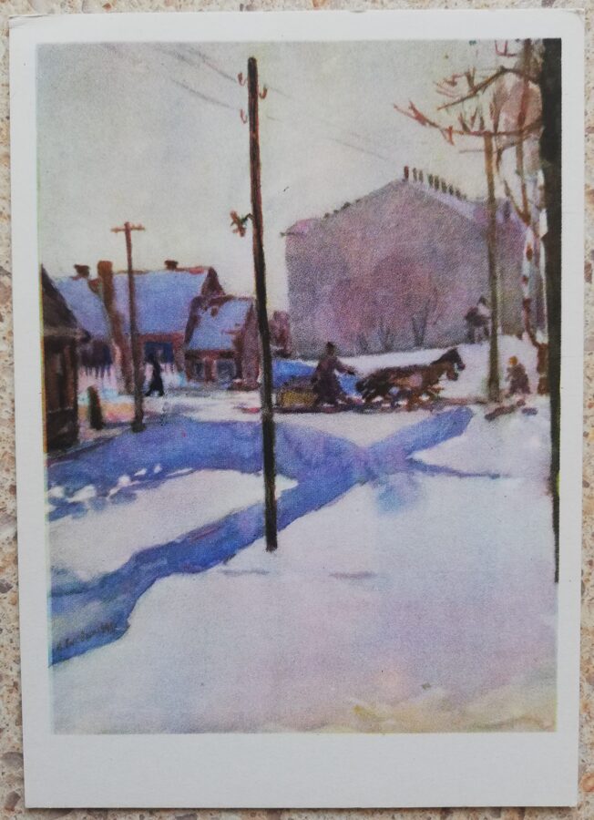 Kaetonas Sklerius 1964 Winter in Kaunas 10,5x15 art postcard 