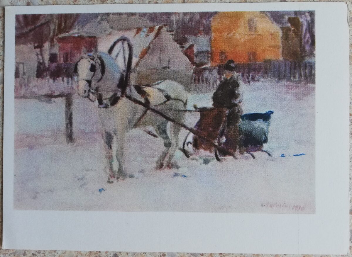 Kaetonas Sklerius 1964 Cabman 15x10.5 art postcard 