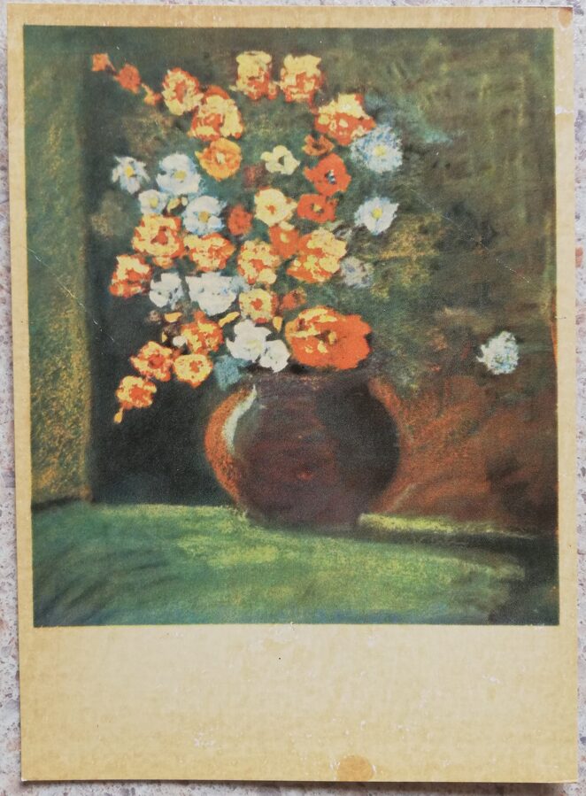 Voldemars Irbe 1966 Flowers 10x14 cm art postcard Still life 