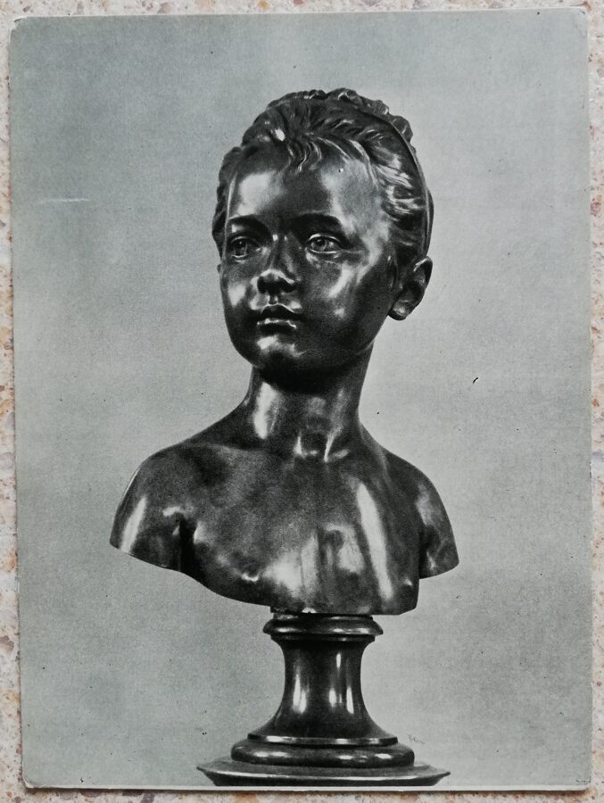Žans Antuāns Hudons 1960 Arhitekta Bronjara meita 10,5x15 cm PSRS pastkartes skulptūra   