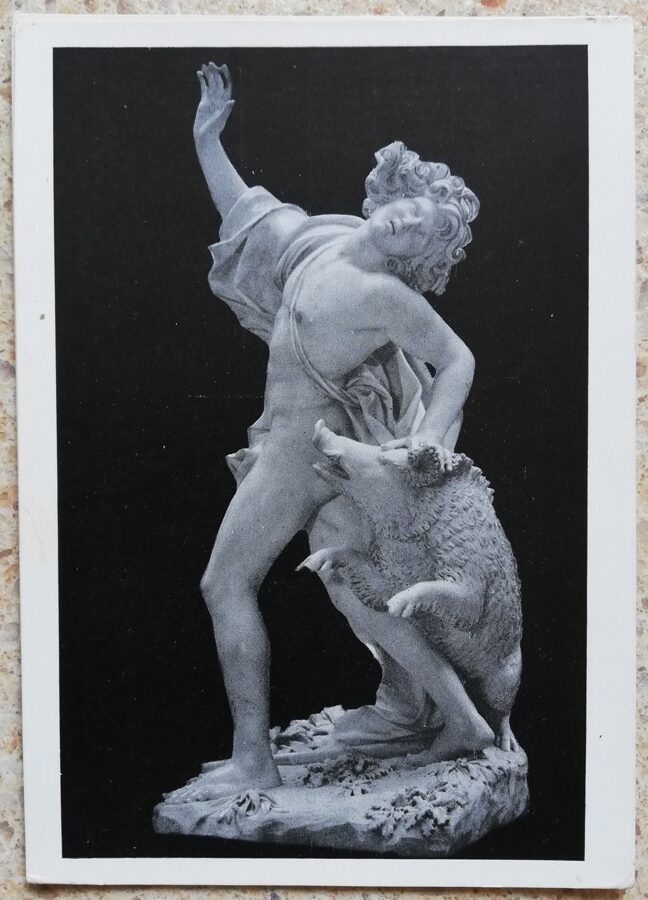 Džuzepe Maccuolla 1959. gada Adonisa nāve 10,5x15 cm pastkarte PSRS skulptūra 