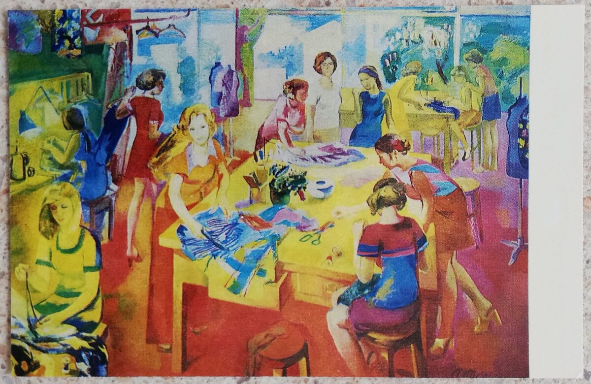 Anita Meldere 1977 Šuvējas 14x9 cm mākslas pastkarte 