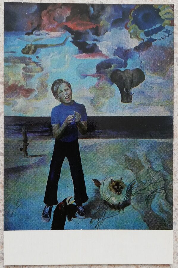 Maija Tabaka 1977 Aleksis 9x14 cm mākslas pastkarte 