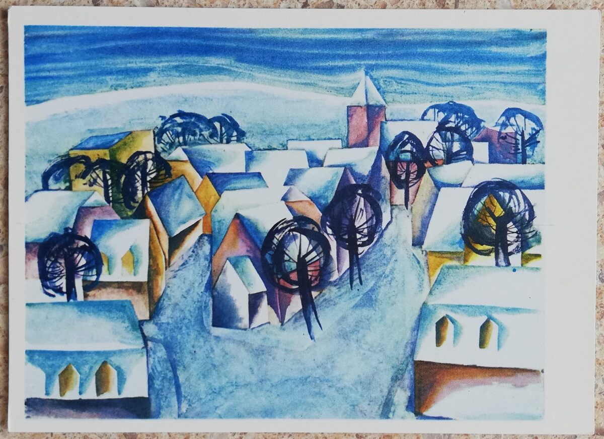 Malda Muižule 1967 Ziema 14x10 cm mākslas pastkarte 