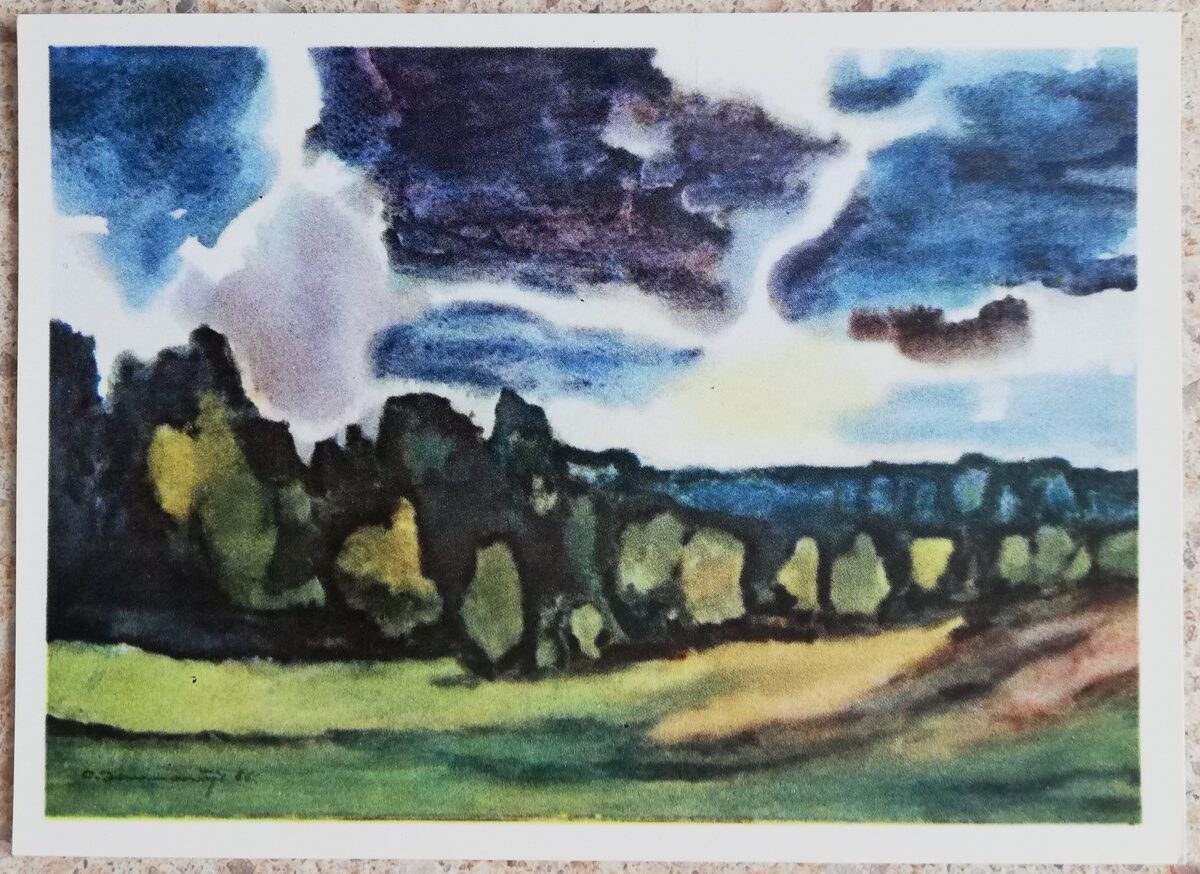 Oļģerts Jaunarais 1967 Padebeši 14x10 cm mākslas pastkarte 