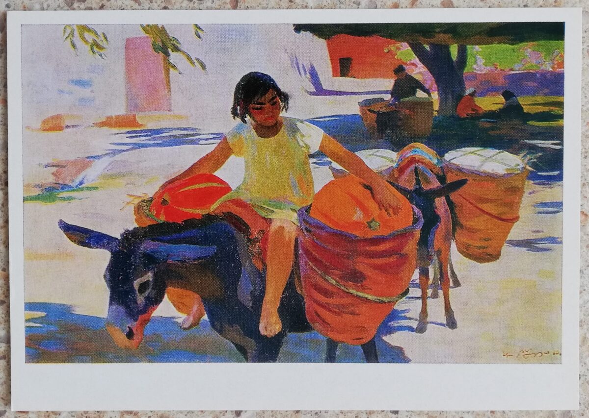 Ara Bekarjans 1974 "Aštarak" eļļas krāsas, audeklis mākslas pastkarte 15x10,5 cm    