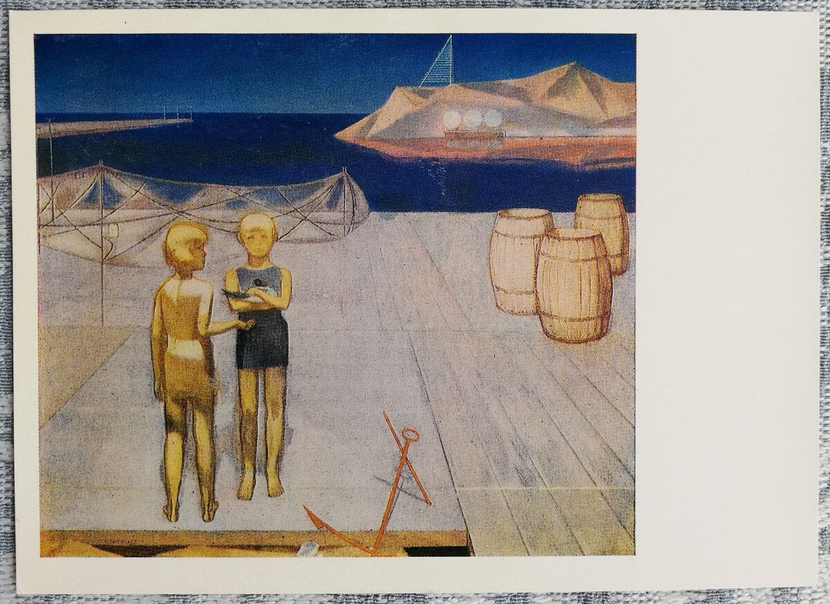 Edgars Iltners 1970 All ships at sea 15x10.5 cm art postcard 