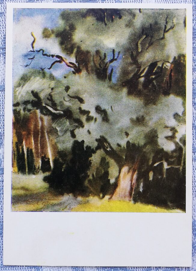 Egons Cesnieks 1961. gada "Vītols" 10,5x15 cm PSRS mākslas pastkarte 