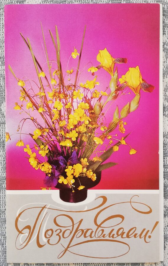 1989 "Congratulations!" 9,5x15,5 cm Bouquet with irises 