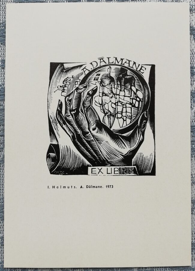 Inars Helmuts 1975 Ex-libris of Doctor of Medicine Aina Dalmane 10,5x15 art postcard   