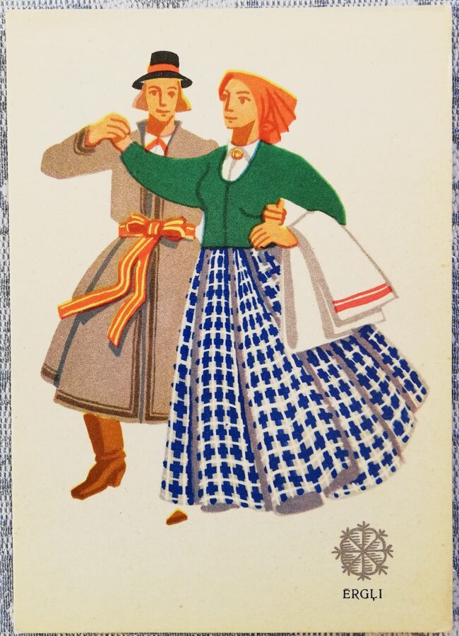 Ērgļi 1969 Tautastērps pastkarte 10,5x14,5 cm Mākslinieks G. Vilks Liesma 