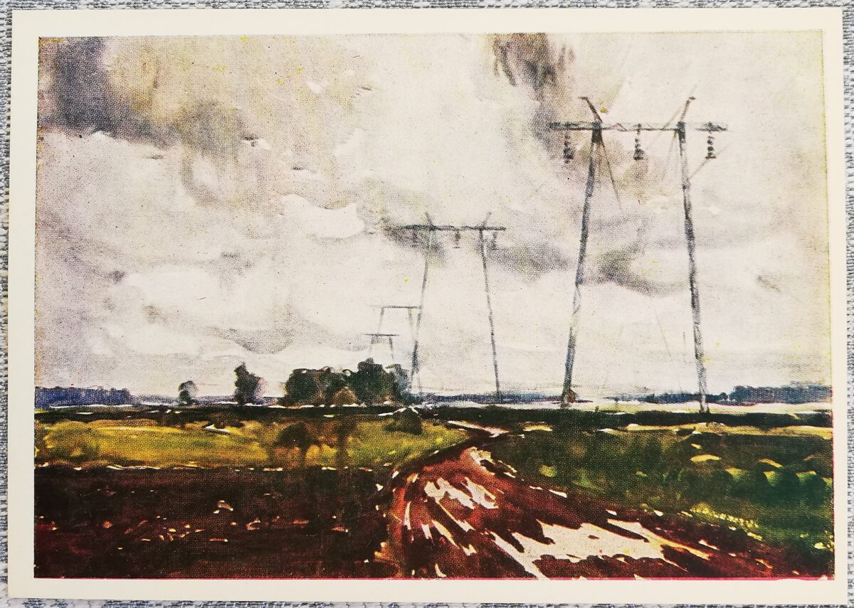 Eduards Jurķelis 1961. gada pastkarte "Rudens lauki" 15x10,5 cm  