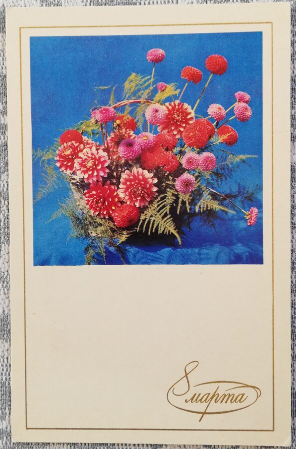 «8 марта» 1971 открытка СССР 9x14 см Георгины  