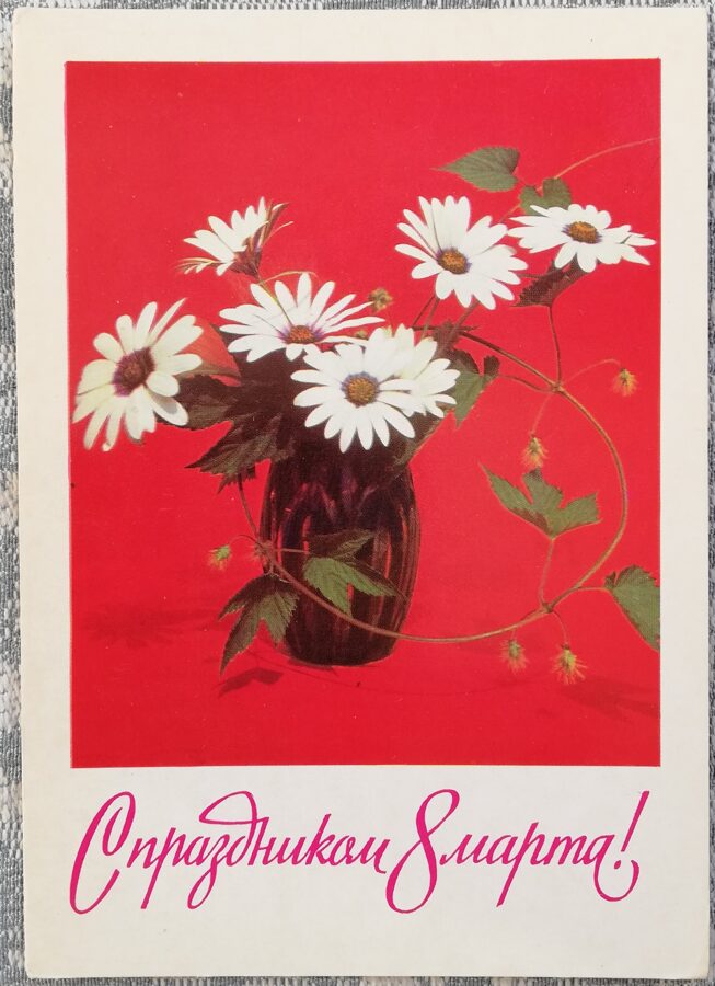 «8 марта» 1972 открытка СССР 10,5x15 см Ваза с ромашками  