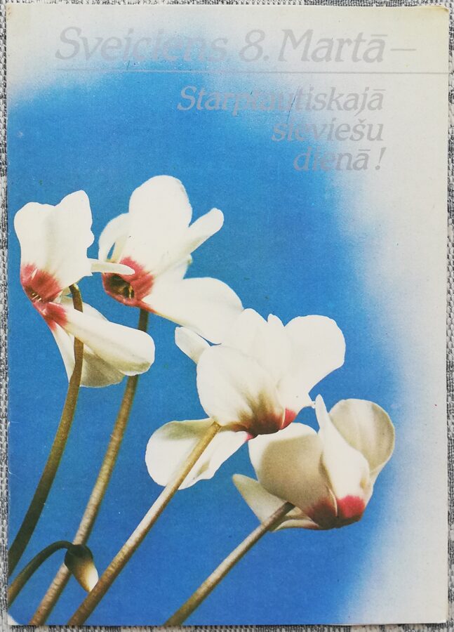 «Поздравляем с 8 марта!» 1986 открытка СССР 10,5x15 см Цикламен  
