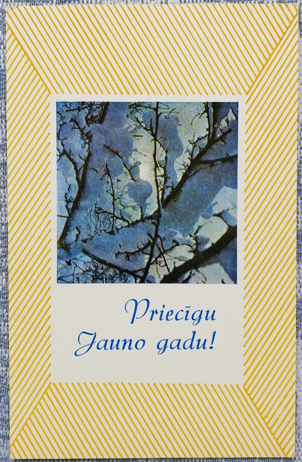 "Priecīgu Jauno gadu!" 1977 Zari sniegā 9x14 cm PSRS pastkarte     