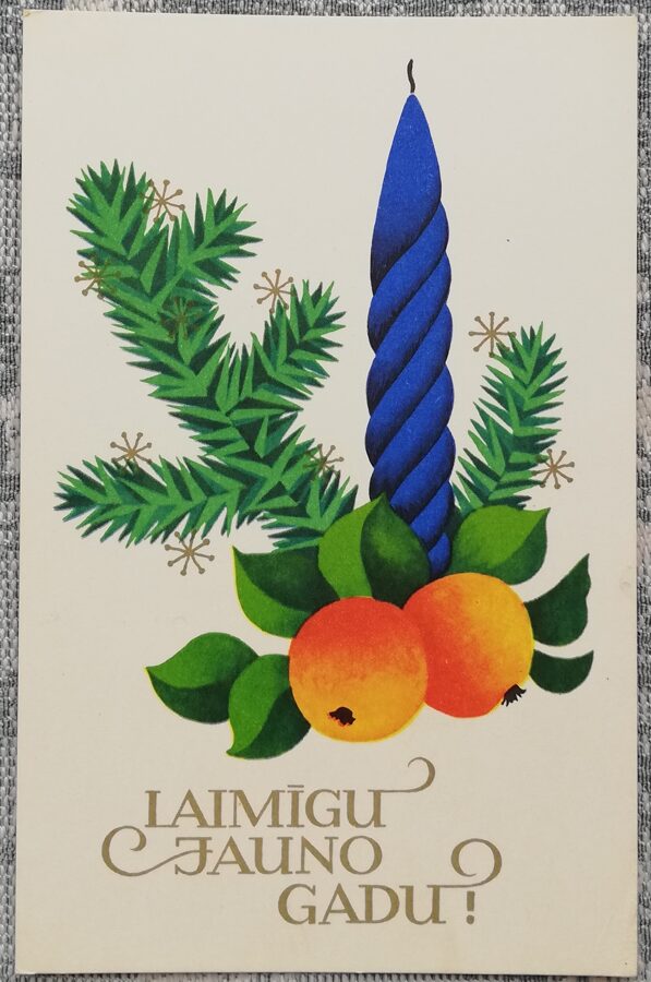 "Laimīgu Jauno gadu!" 1976 Zila svece 9x14 cm Latvijas pastkarte  