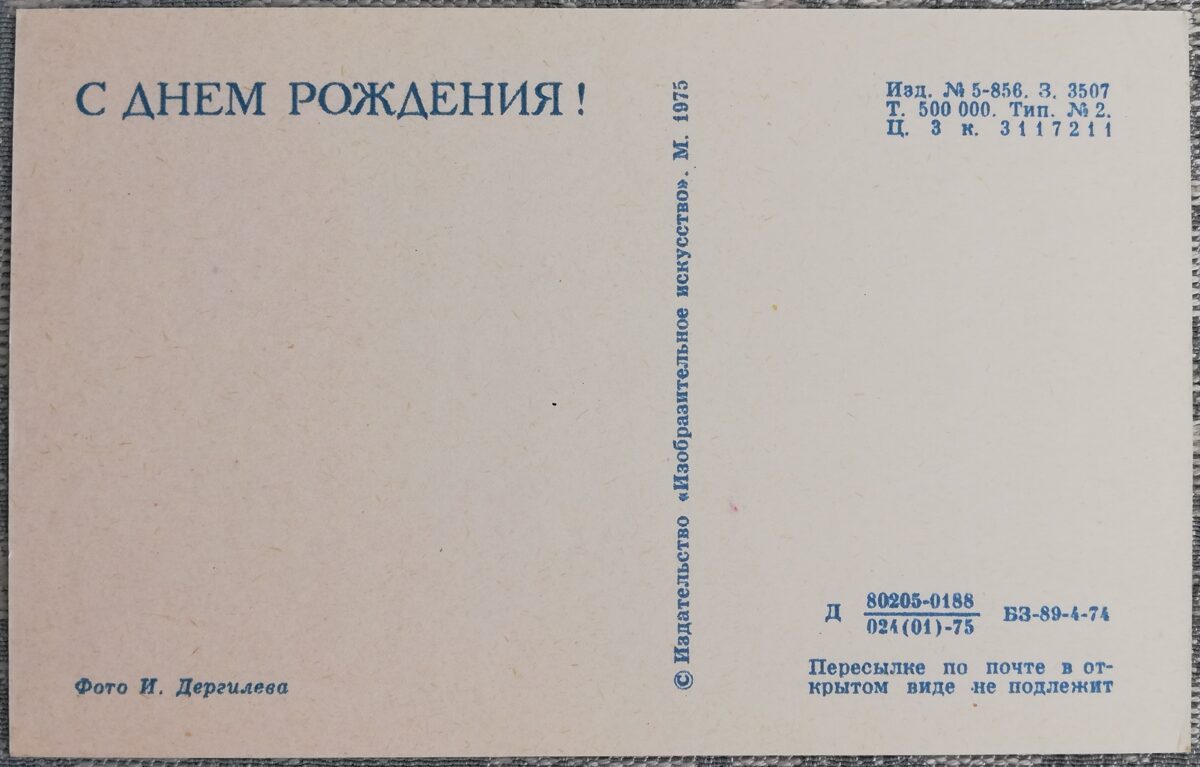 Daudz laimes dzimšanas dienā! 1975 Dālijas, krizantēmas, margrietiņas 9x14 cm PSRS pastkarte