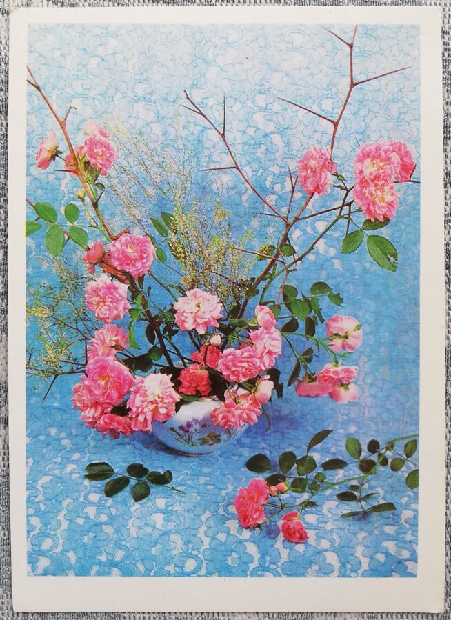 1975 Savvaļas rozes 10,5x15 cm ziedi pastkarte PSRS  