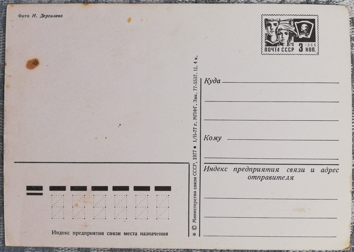 С днём рождения 1977 Гладиолусы 10,5x15 см открытка СССР  
