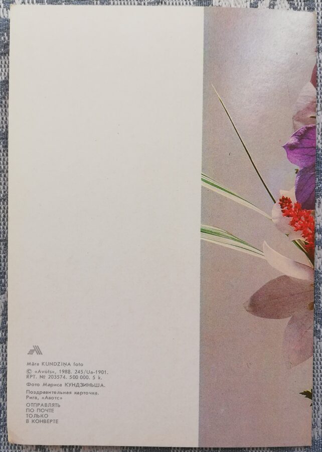 Pušķis 1988 ziedi 10,5x15 cm Latvijas pastkarte  