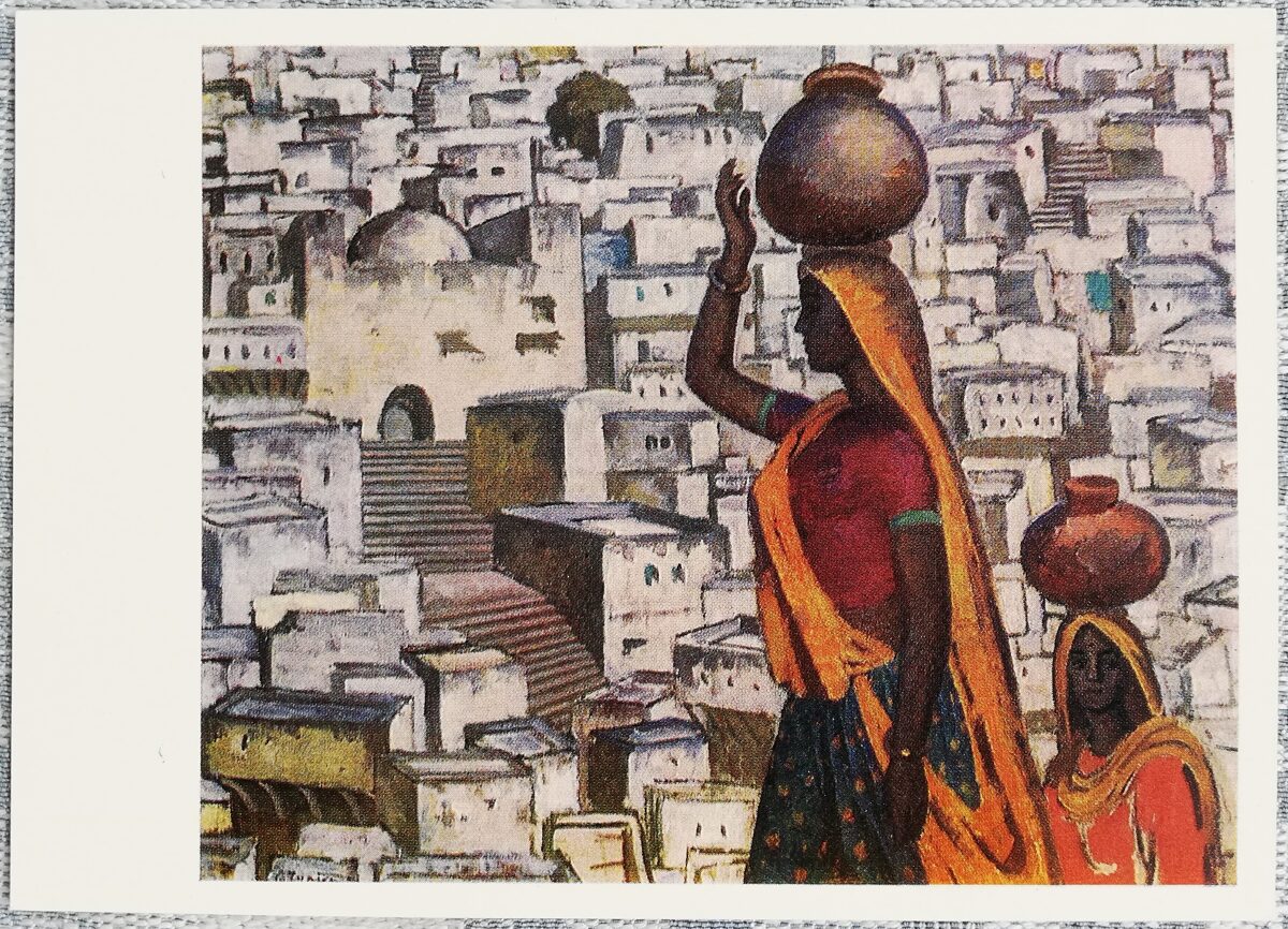 Semyon Chuikov 1971 In India 15x10.5 cm USSR art postcard  