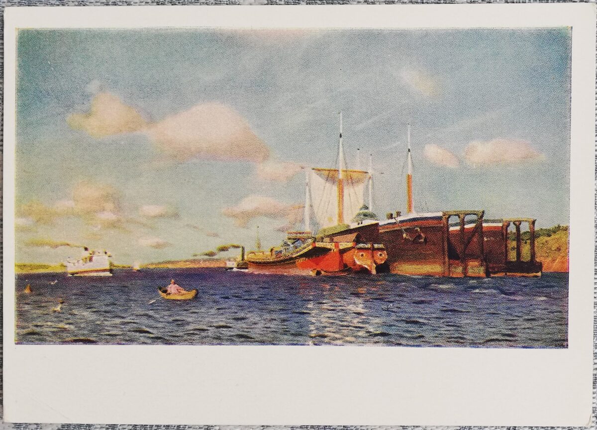 Īzaks Levitāns 1959 "Svaigs vējš. Volga." 15x10,5 cm PSRS mākslas pastkarte     
