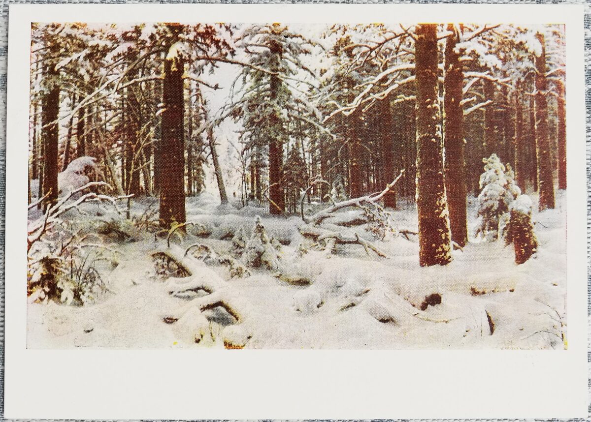 Ivans Šiškins 1965 "Ziema" 15x10,5 cm PSRS mākslas pastkarte   