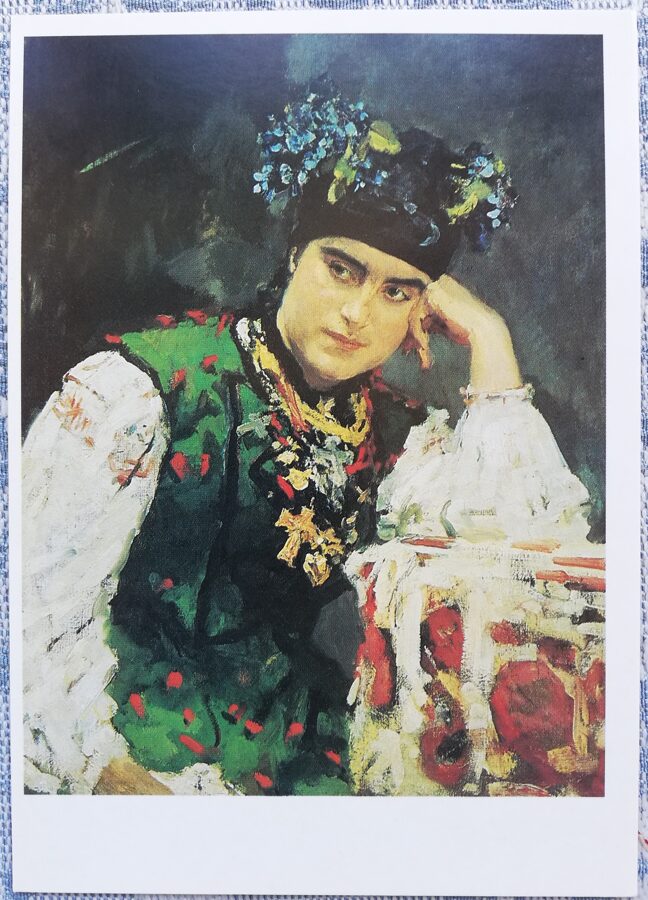 Valentīns Serovs 1990 Sofijas Mihailovnas Dragomirovas portrets 10,5x15 cm PSRS pastkarte  