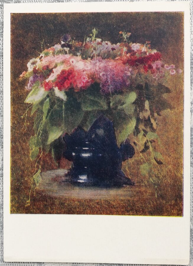 Ivan Kramskoy 1962 Bouquet of flowers. Phloxes. 10.5x15 cm art postcard of the USSR  