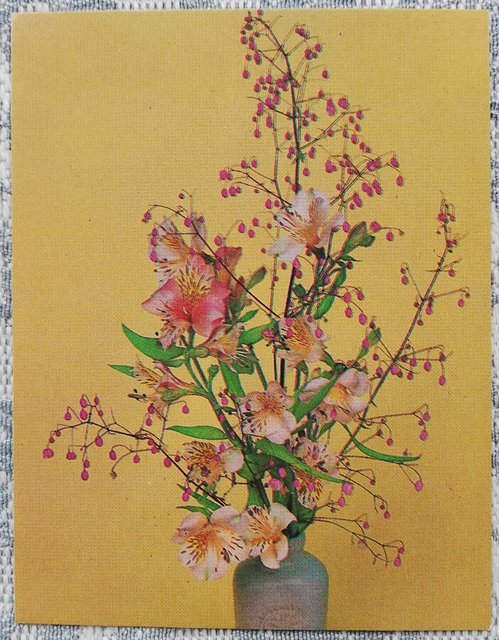 Ziedi 1983 Alstromērija 7x9 cm MINI PSRS pastkarte  