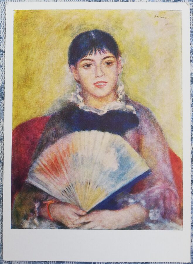Pjērs Ogists Renuārs 1960 Meitene ar vēdekli 10,5x15 cm pastkarte PSRS Ermitāža  