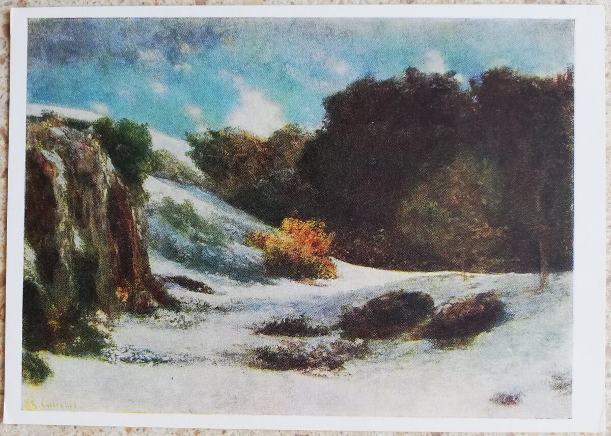 Gistavs Kurbē 1957 Sniega ainava 15x10,5 cm PSRS pastkarte  