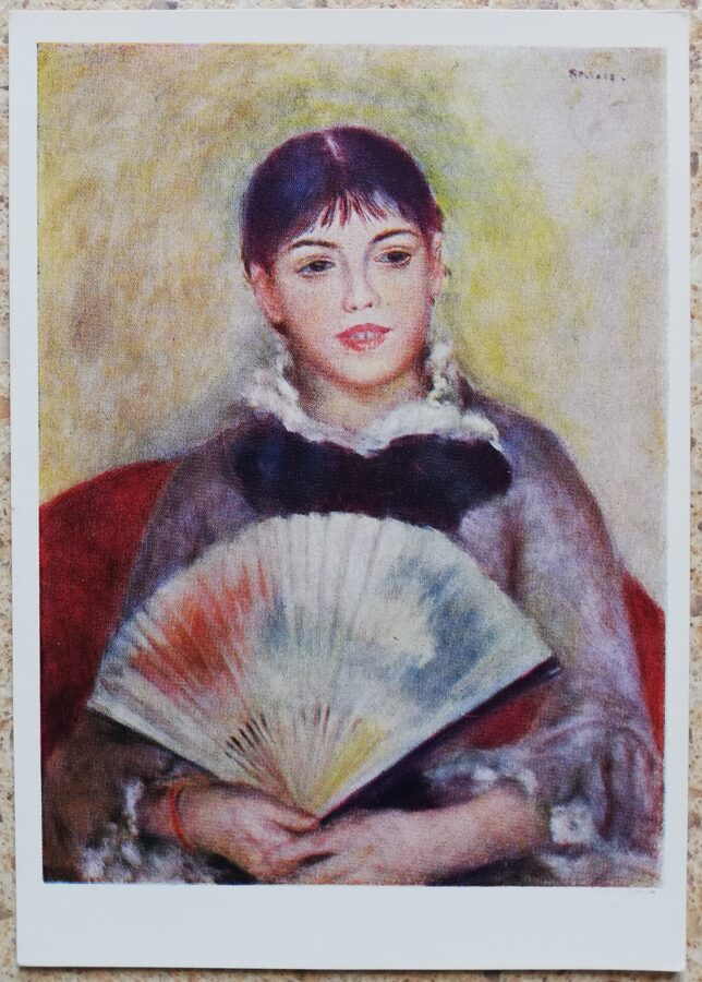 Pjērs Ogists Renuārs 1959 Meitene ar vēdekli 10,5x15 cm PSRS pastkarte  
