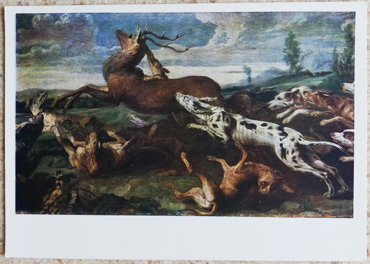 Paul de Vos 1959 Briežu medības 15x10,5 cm PSRS pastkarte   
