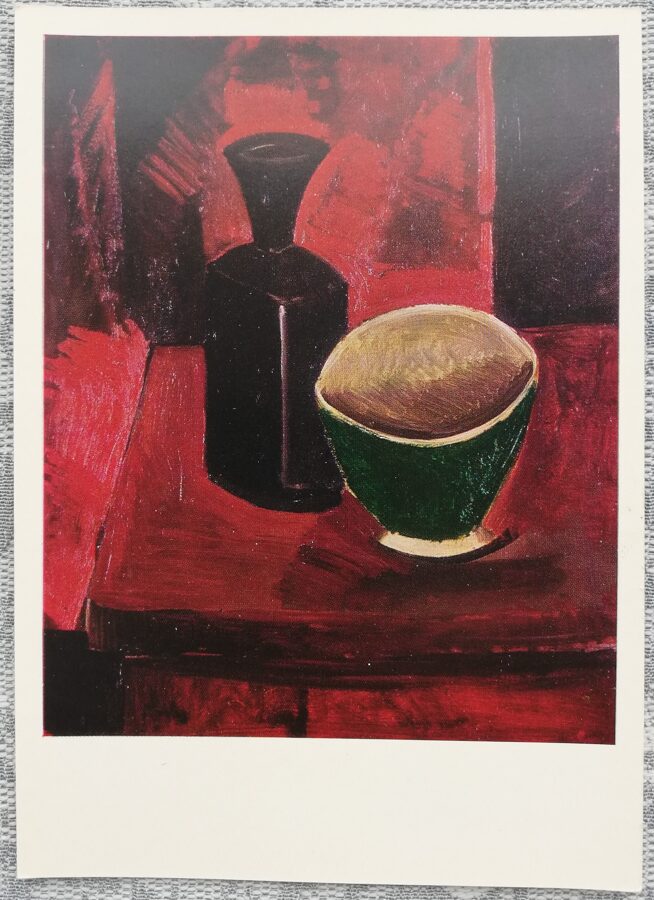 Pablo Pikaso 1970 Zaļa bļoda un melna pudele 10,5x15 cm PSRS mākslas pastkarte  
