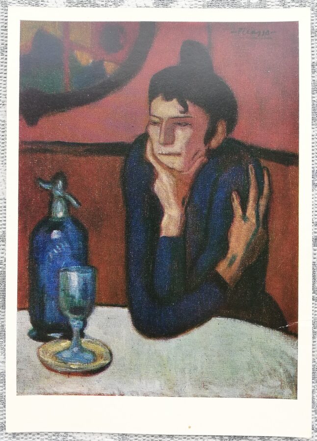 Pablo Pikaso 1970 Absinta dzērāja 10,5x15 cm PSRS mākslas pastkarte  