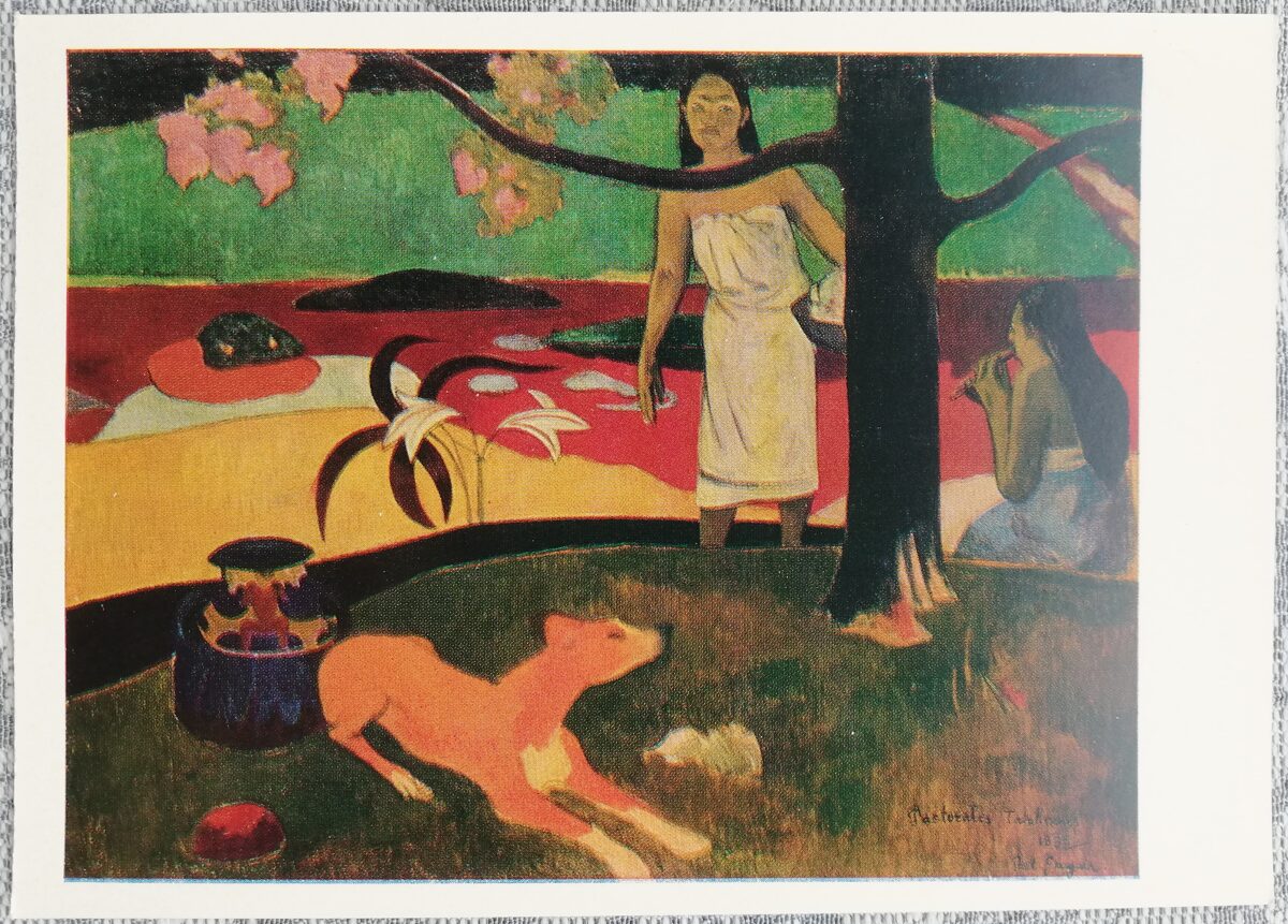 Pols Gogēns 1970 Taiti pastorāles 15x10,5 cm PSRS mākslas pastkarte  