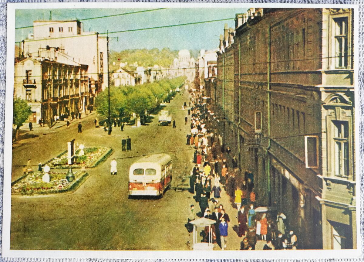 Kaunas. Stalin Avenue 1956 Kaunas 15x10.5 cm Lithuanian postcard  